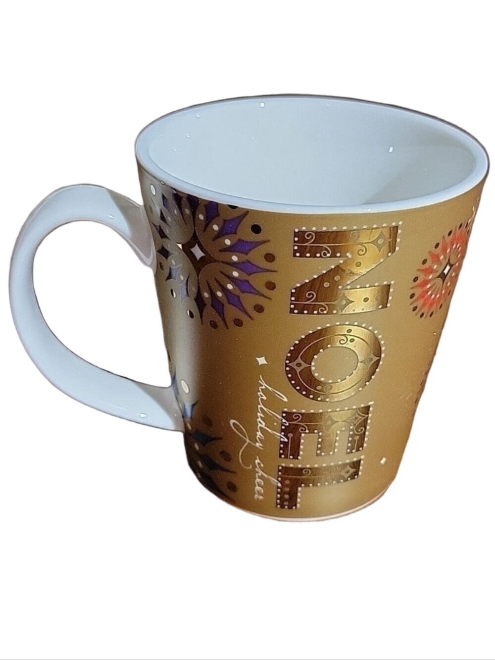 Vintage Starbucks Holiday 2006 Noel Gold Coffee Mug